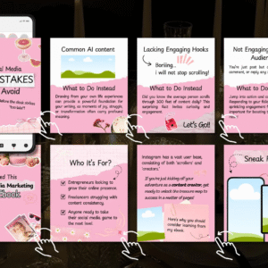 100 Pink Instagram Carousel Templates | Canva Editable + PLR & MRR Resell Rights