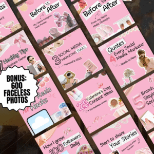 100 Pink Instagram Carousel Templates | Canva Editable + PLR & MRR Resell Rights