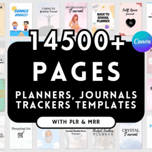 All-in-One 14,500+ Pages PLR Canva Templates | 200 Editable Planners for Instant Use