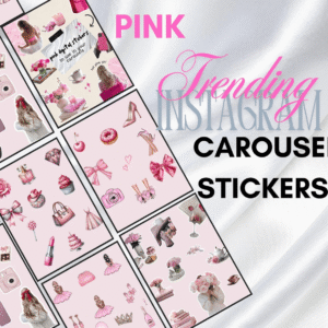 Pink Viral Carousel Pack for Instagram | Editable Canva Stickers with PLR & MRR License