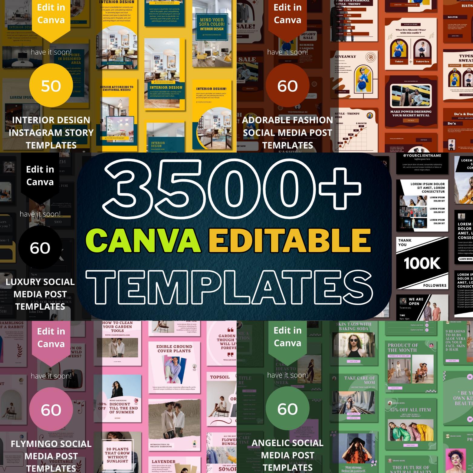 3500+ Editable Canva Social Media Templates Mega Bundle – Perfect for Instagram, Facebook, Pinterest & Business Marketing